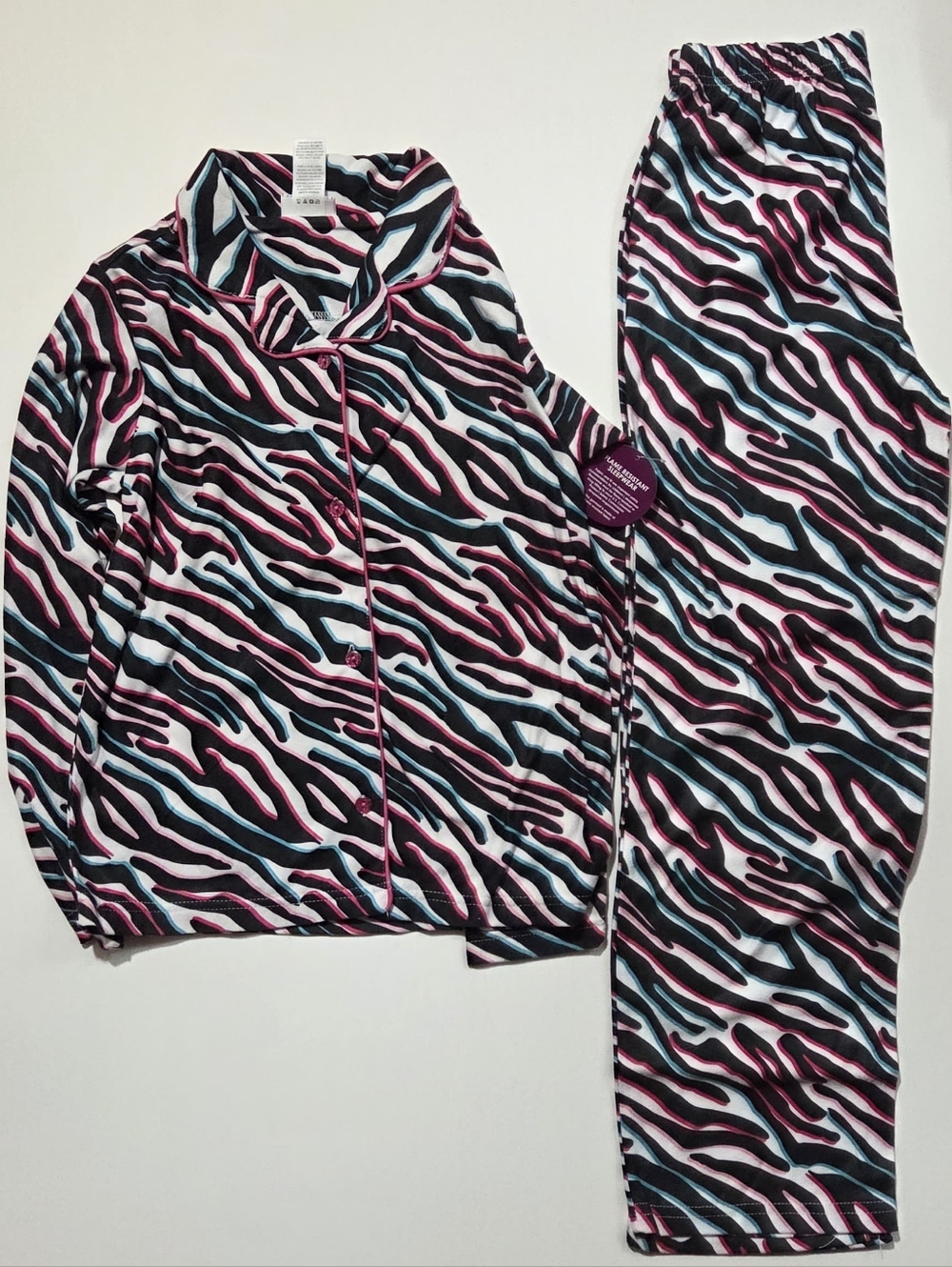 Piper multicoloured zebra print pajama set kids size L